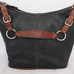 Dooney and Bourke Vintage Black Leather Tote w/America Tag
